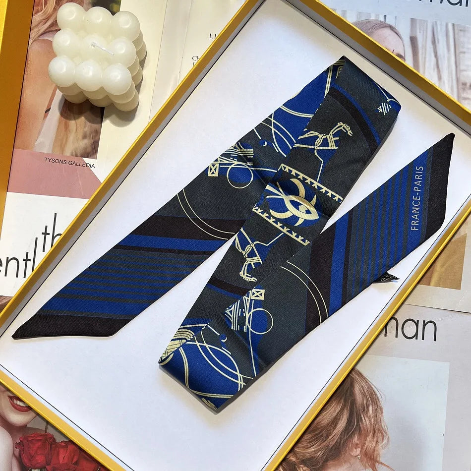 NEW 2026 Long Scarf for Women Narrow Ribbon Headband Female Neckerchief Handle Bag Band Bandana Hair Tie Accessories