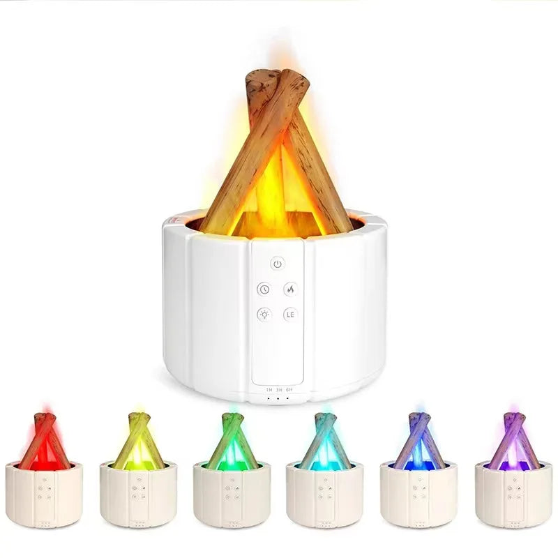 2025 New Simulated Flame Aroma Diffuser - Bonfire Air Humidifier Ultrasonic Cool Mist LED Essential Oil Lamp