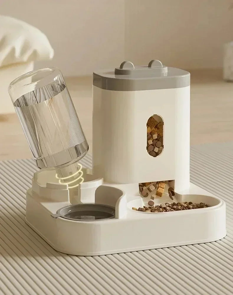 Automatic Pet Feeder with Water Fountain - Large Dispenser for Cats Dogs Puppy Kitten