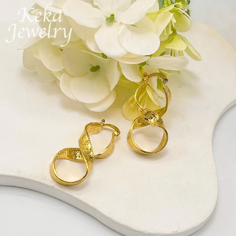 Dubai 24k Gold Color Earrings Great Wall Pattern Classic Earring Design Woman Accessories African Jewelry Set For Daily Wear