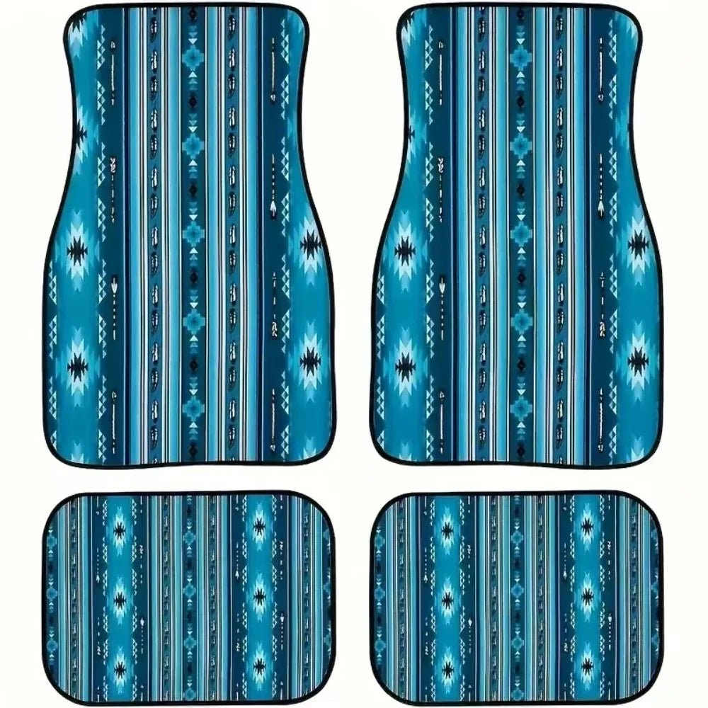 4Pcs Bohemian Car Floor Mats Rubber Back Heavy Duty Persian Carpet Dirty Resistant Car Decoration Car Floor Protector Rugs