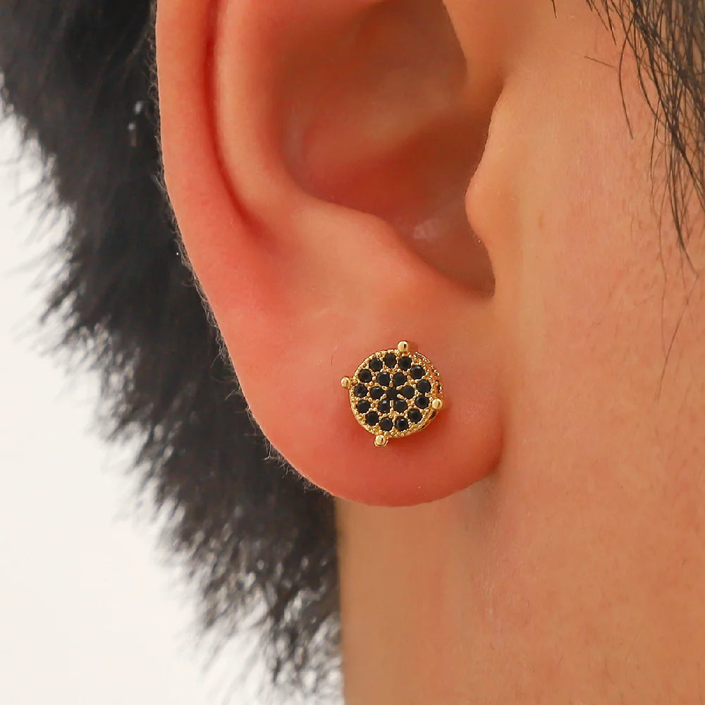 Luxury Exquisite Men's And Women's Earrings, Gold color And Silver color Inlaid Crystal Zircon Fashion Hip Hop Party Jewelry G