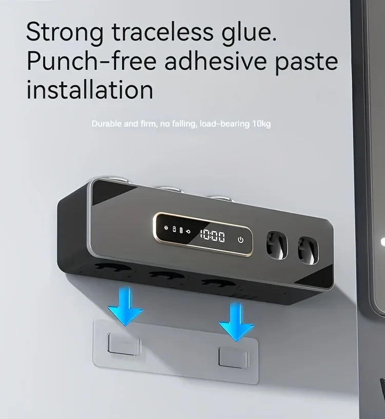 Smart UV Sanitizing Toothbrush Holder – Wall-Mounted Organizer with Automatic Toothpaste Dispenser, USB Charging, No-Drill Installation, Lithium Battery