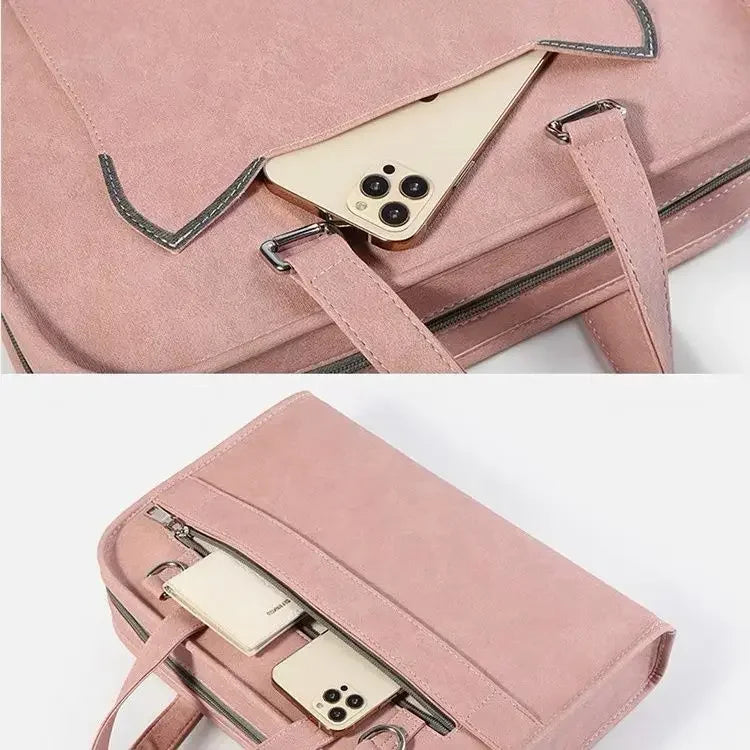 Pink Laptop Shoulder Bag Sleeve Handbag Waterproof MacBook Air Pro 13.3 14 15.6 16 Inch PC Case Travel Briefcase Shockproof