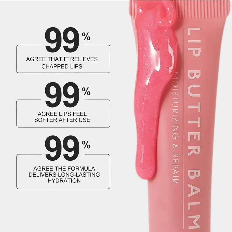 Crystal Lip Butter Balm - Moisturizing Jelly Oil Lipgloss with Brown Sugar Cherry Pink Tints
