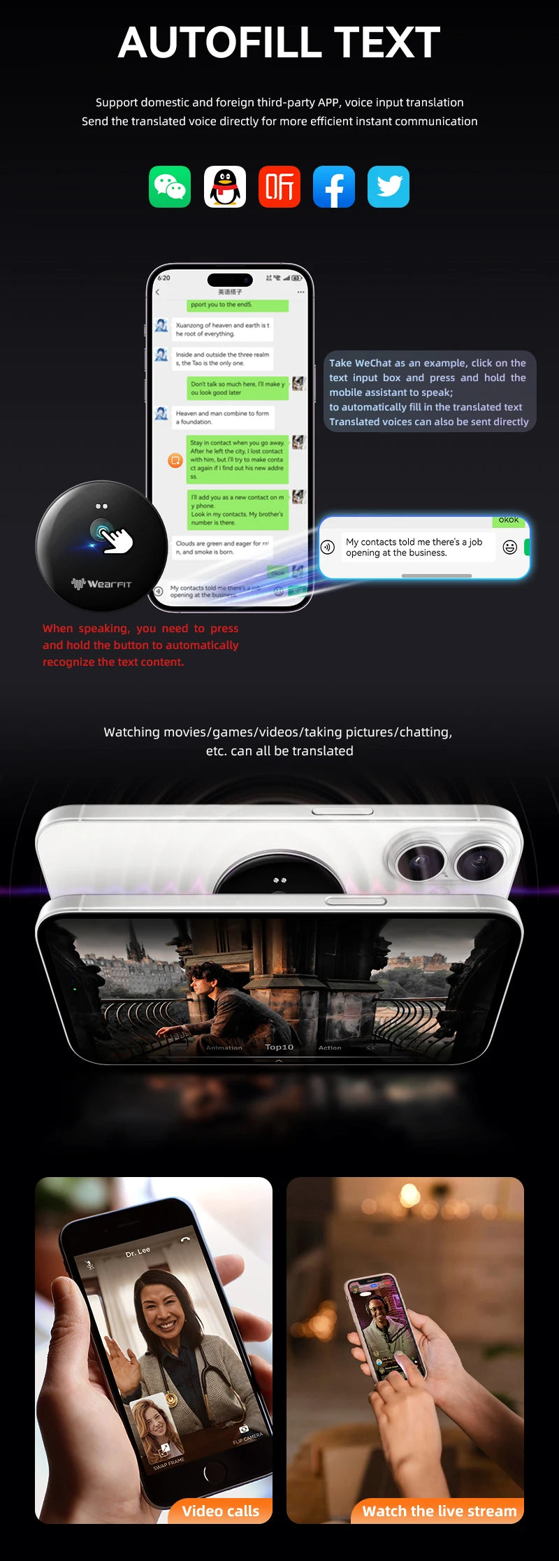 AI Smart Translator Device Voice Language Instant Translation Photo Recognition Translationrt Multifunctional Translator For IOS