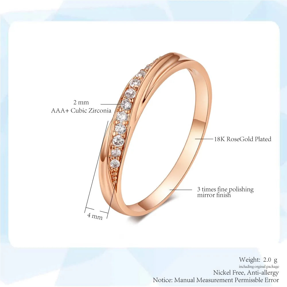 Engagement Wedding Rings For Women Promise Dainty Ring Fashion Jewellry Simple Rose Gold Color Zirconia Jewelry Female R314