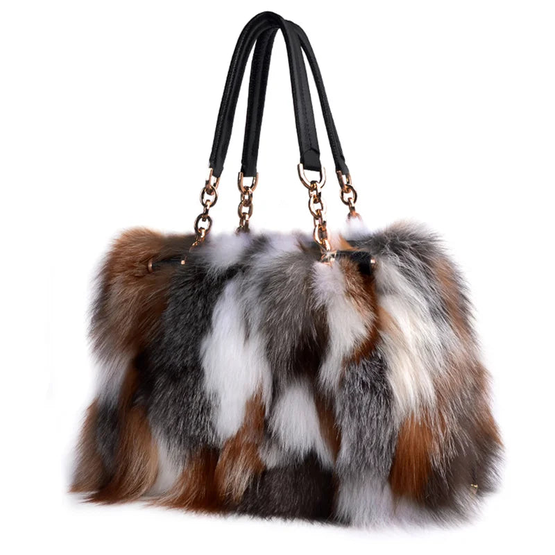 2026 New Clothing Designer Luxury Soft Fox Hair High-end Handbag Fashion Large Capacity Charm Women's Special Fur Bag