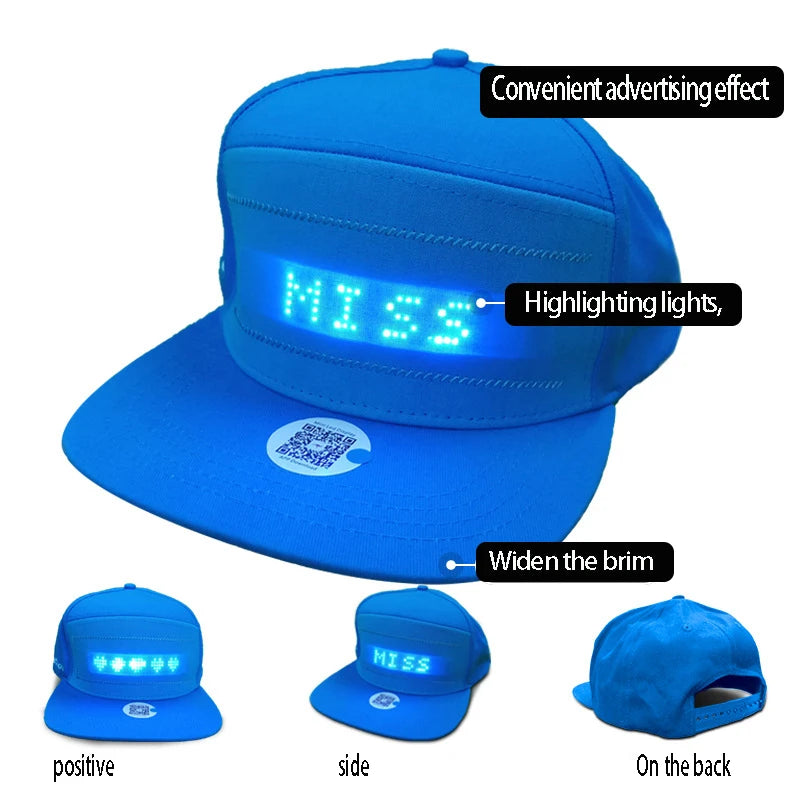 Glowing Advertising Hat Diy Text And Images Neon Rave Grand Event Outdoor Sports Costumes Accessories LED Mobile Bluetooth Hats