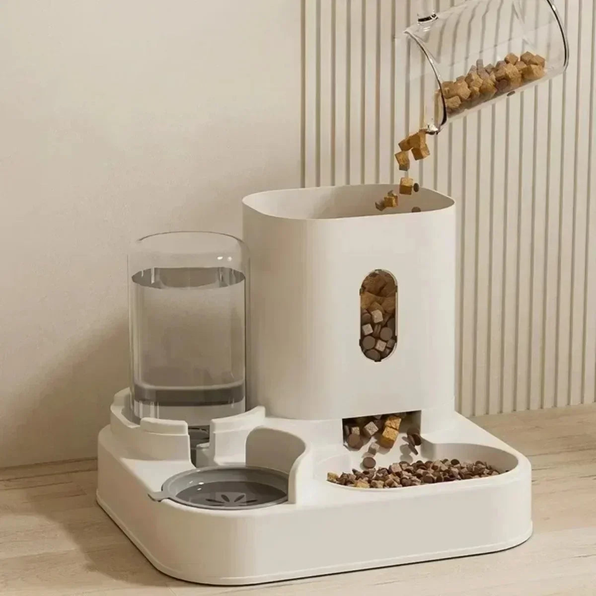 Automatic Pet Feeder with Water Fountain - Large Dispenser for Cats Dogs Puppy Kitten