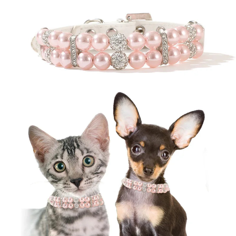 Pet Leash Collar Jewelry Pearl Cat Necklace Small and Medium-sized Dog Harnesses Supplies Wholesale
