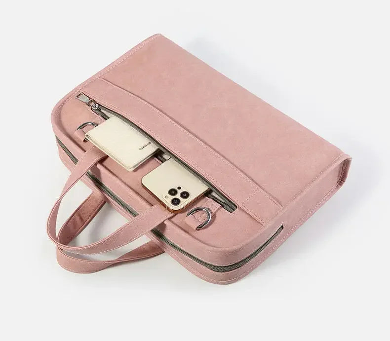 Pink Laptop Shoulder Bag Sleeve Handbag Waterproof MacBook Air Pro 13.3 14 15.6 16 Inch PC Case Travel Briefcase Shockproof