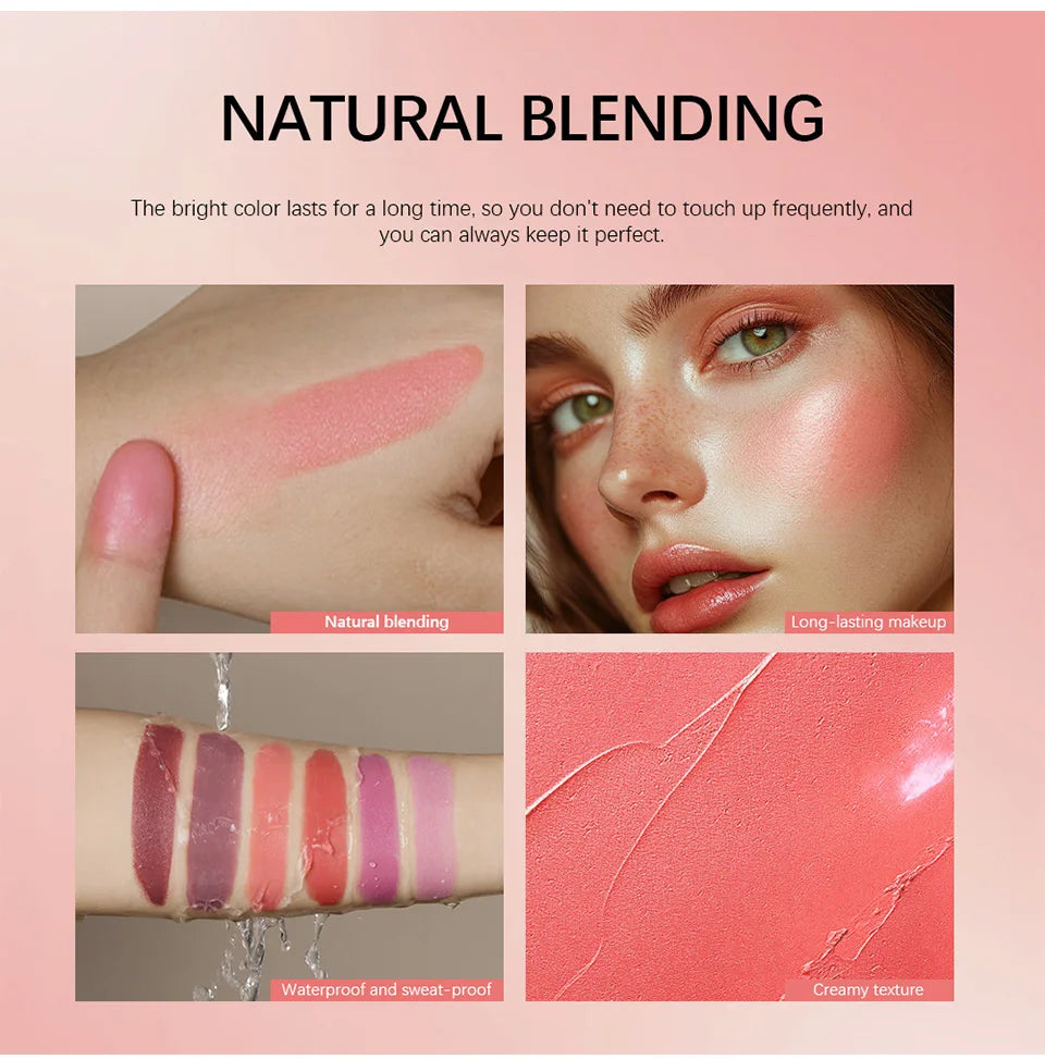 Pink Beauty Multi-use Blush Stick For Lips Cheek Long-lasting Hydrating Highlights Brighten Soft Natural Flush Cream Blush Stick