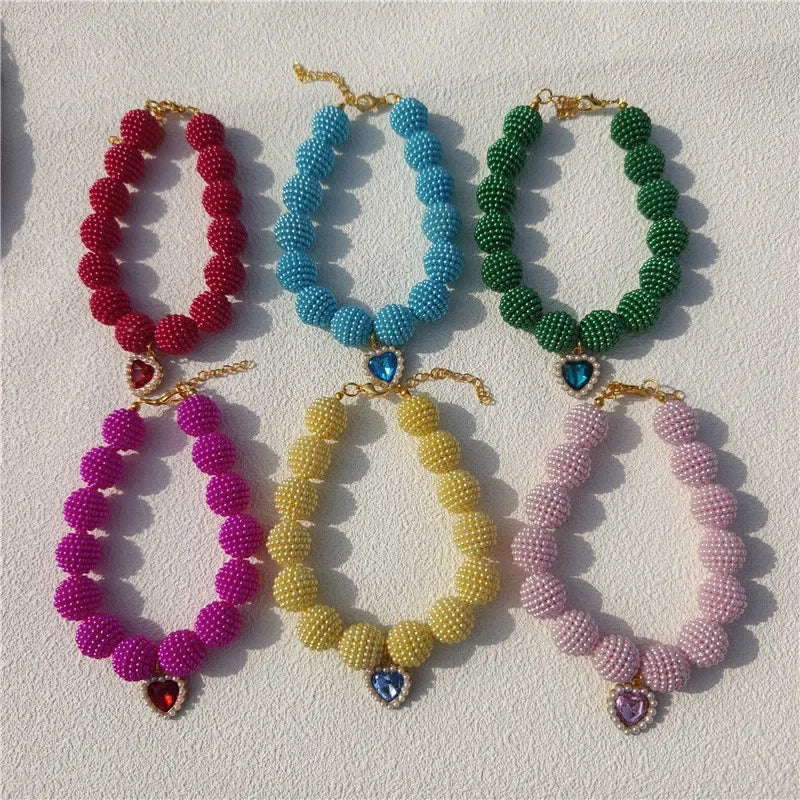 Hot Sale High-end Colorful Personalized Pearl Pet Collar Adjustable Neck Necklace for Puppy Cats Dogs Wedding Party Pet Supplies
