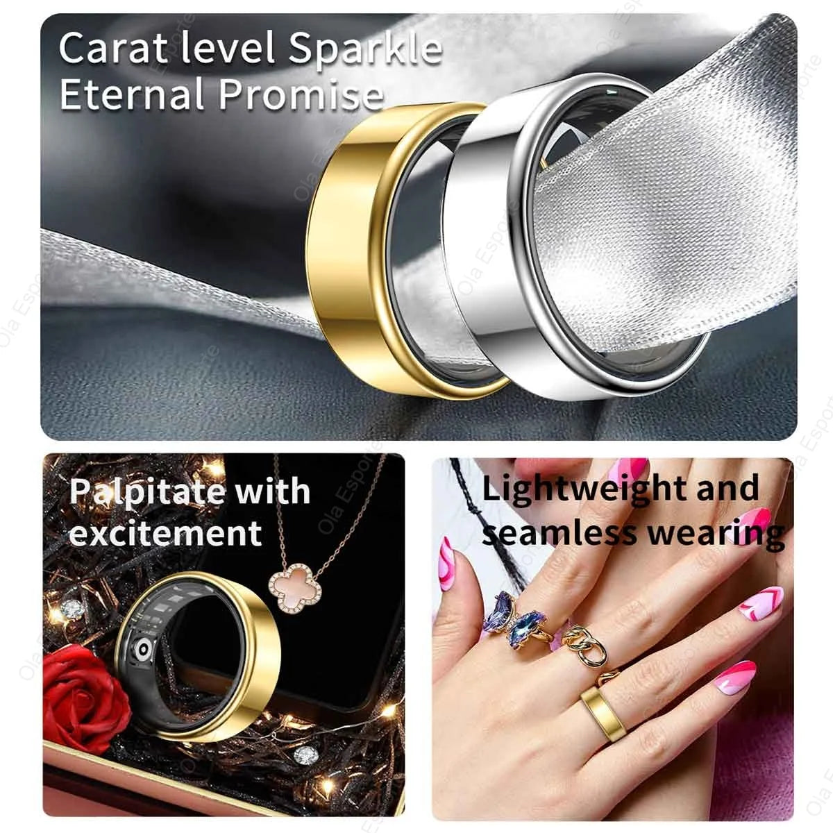 Smart Ring 2026 – Health Tracker, Fitness & Sleep Monitor, Smart Notifications, Stylish Wearable for Women & Men! Charging case for iOS and Android