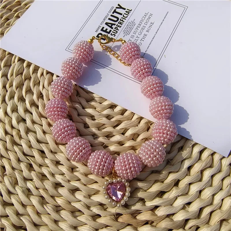 Hot Sale High-end Colorful Personalized Pearl Pet Collar Adjustable Neck Necklace for Puppy Cats Dogs Wedding Party Pet Supplies