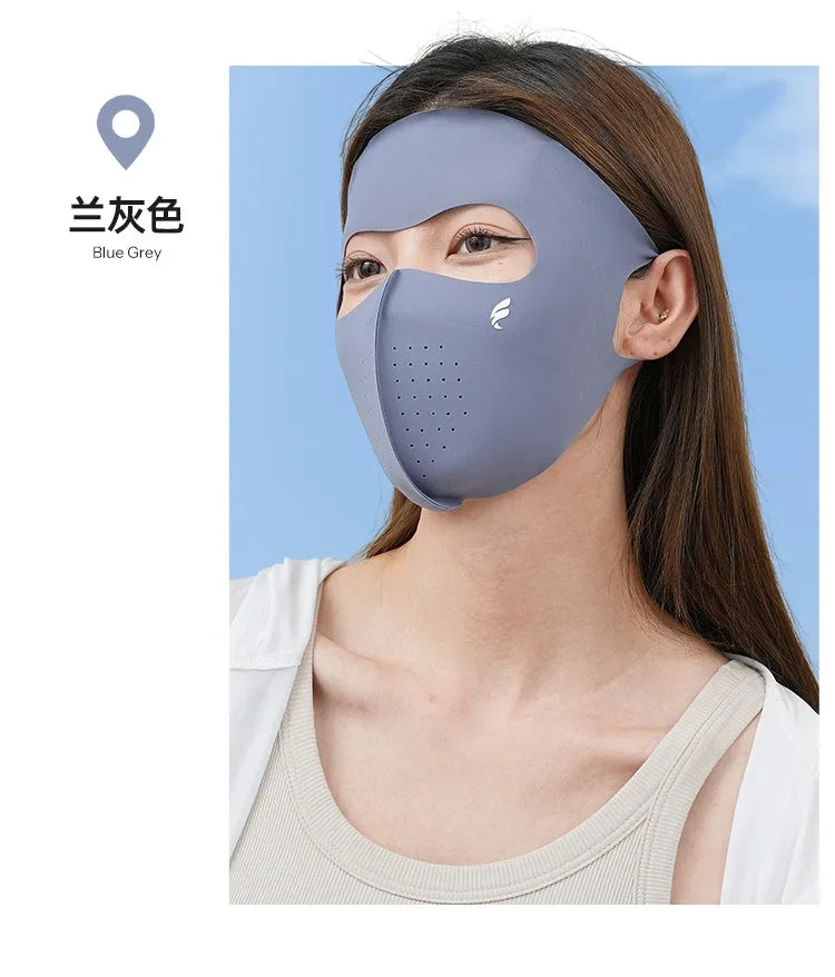 Ladies and Men's Summer Full Face Hyaluronic Acid Sunscreen Mask UPF 500+UV Protection Breathable Ice Silk Mask for Outdoor Spor