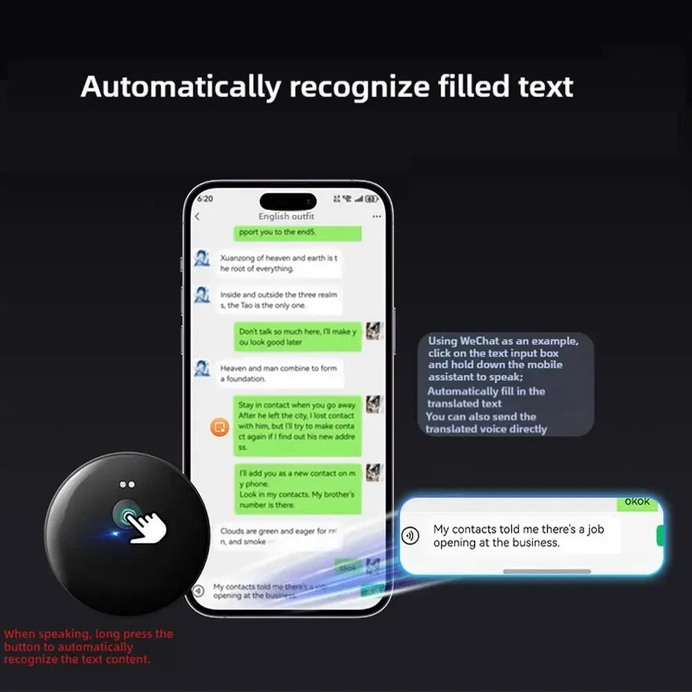 Ai Smart Voice Translator – 2025 Real-Time 50-Language Bluetooth AI Assistant with Photo & Audio Recognition | Portable Travel Translator Device