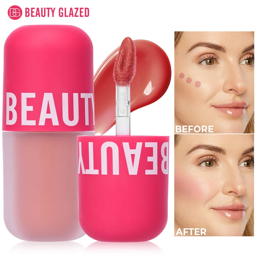 Beauty Glazed Liquid Blush 5 Colors Smooth Velvet Matte Pink Blusher Natural Easy To Smudge,Waterproof,And Long Lasting