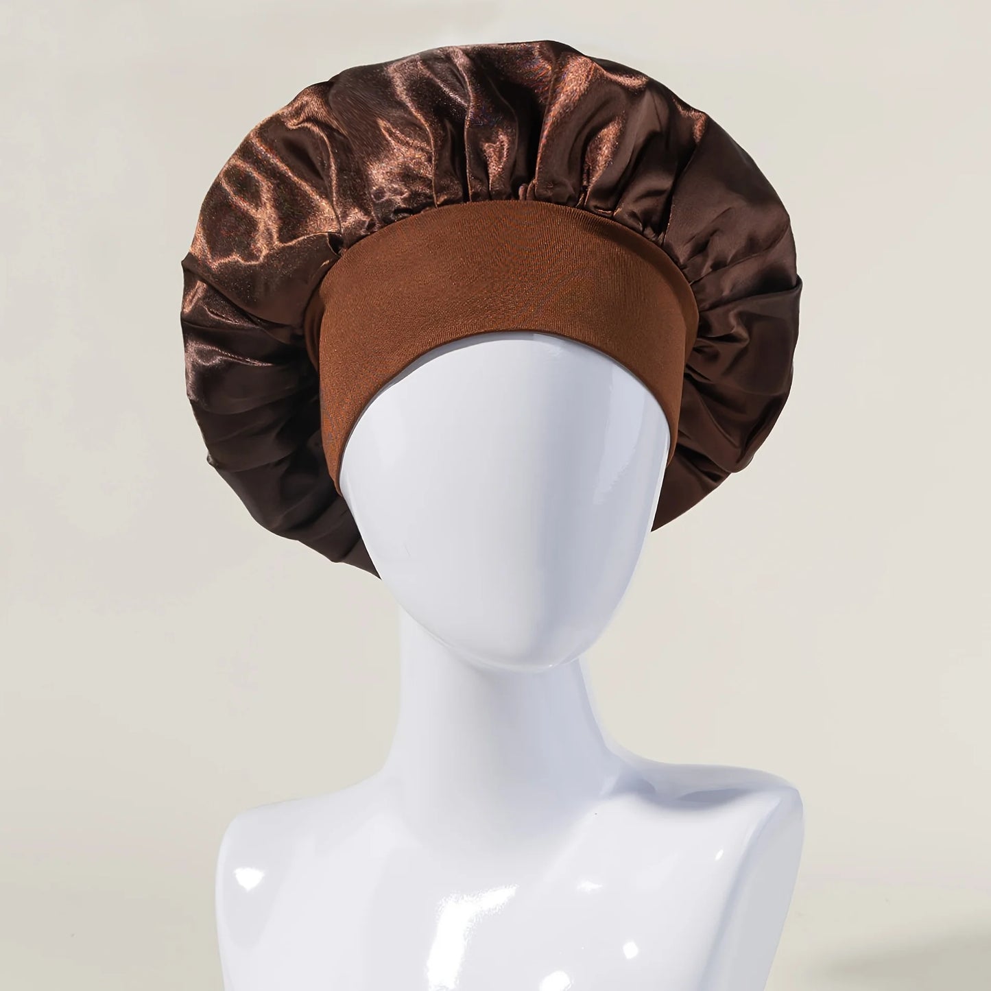 Women Satin Bonnet Wide Band Elastic Sleep Cap Hair Care Head Wrap Beauty Spa Bathing Hat Night Sleeping Cap for Curly Long Hair
