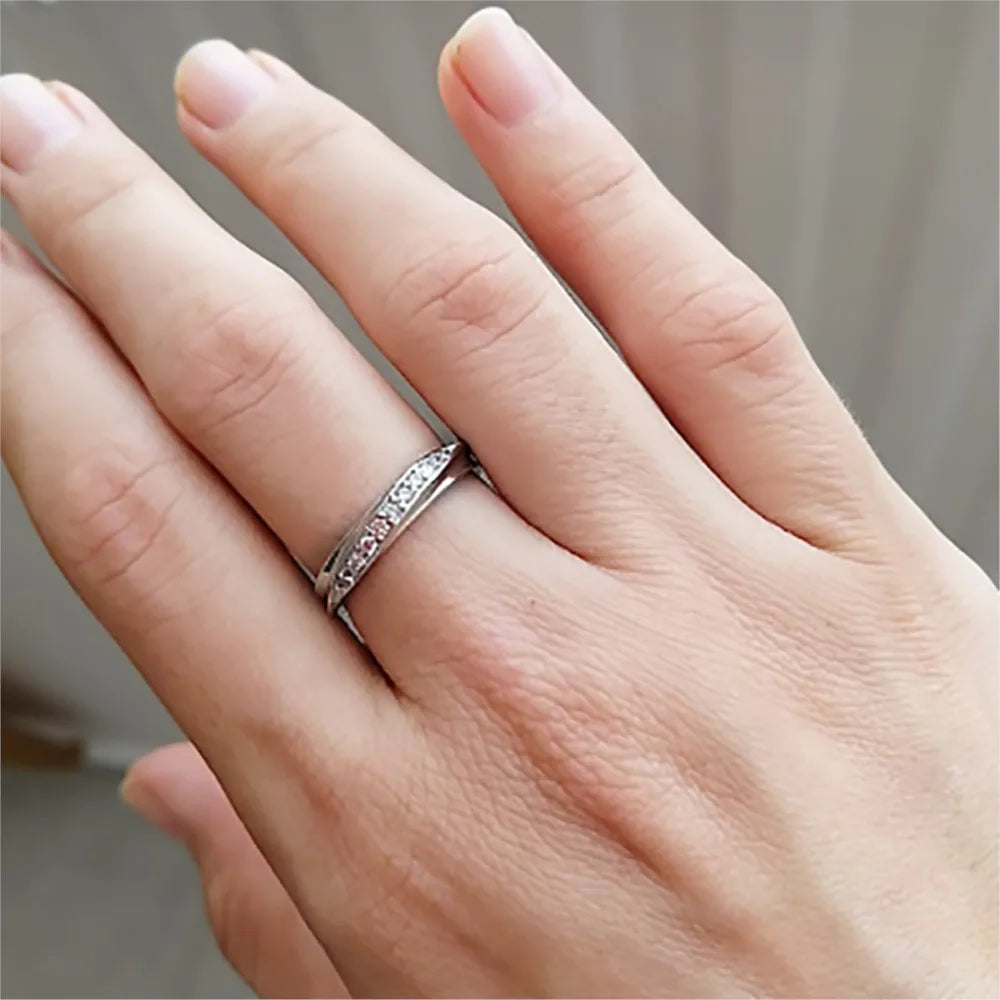 Engagement Wedding Rings For Women Promise Dainty Ring Fashion Jewellry Simple Rose Gold Color Zirconia Jewelry Female R314