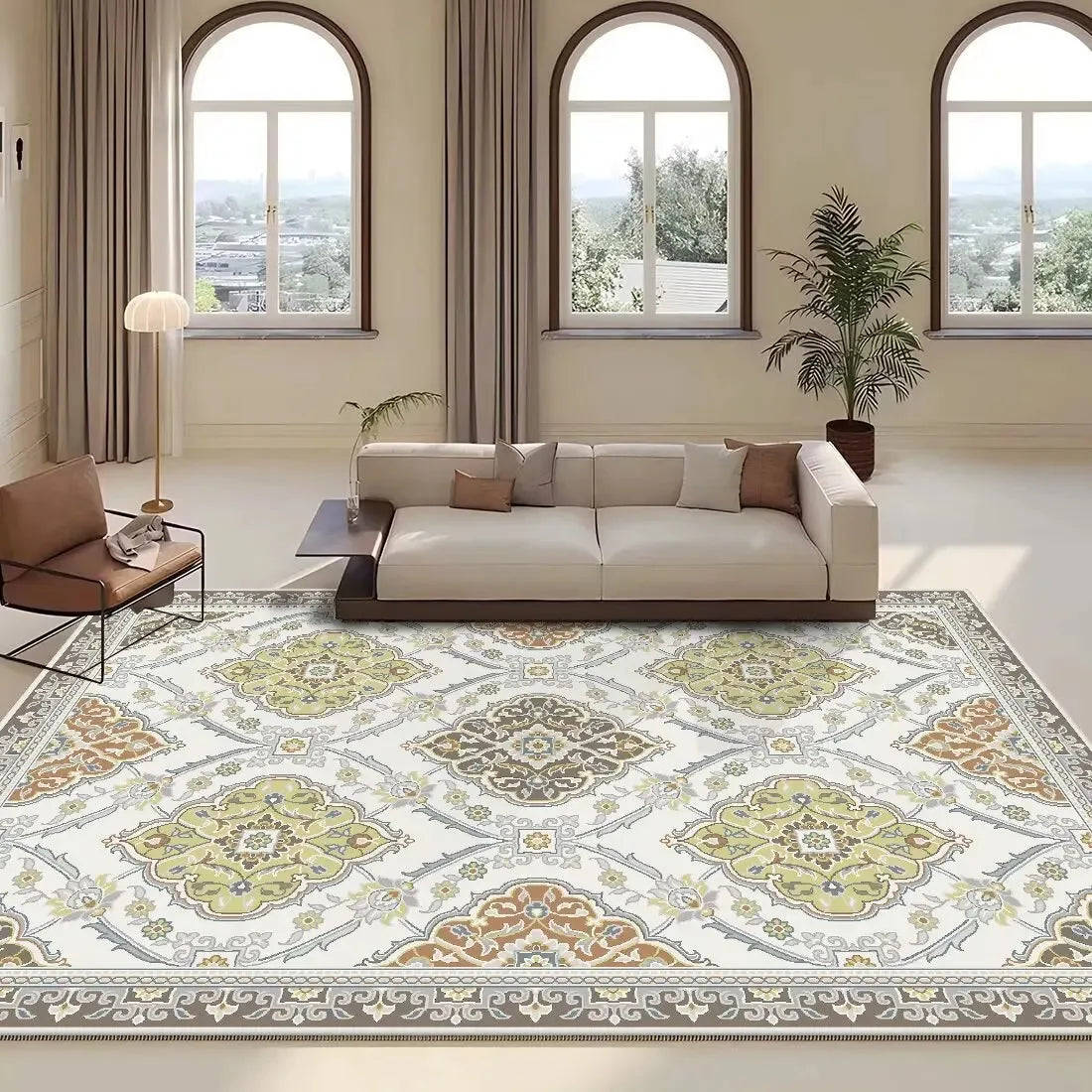 Persian Retro Rug For Living Room Sofa Area Non-Slip Washable Rug For Bedroom
