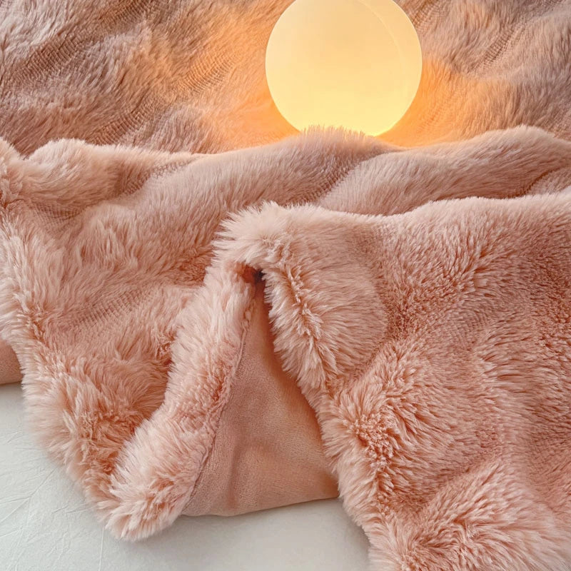 Luxury Faux Fur Rabbit Fur Thickened Blanket, Winter Soft Blanket Throw for Home Bed Sofa Cover 100X150cm 150X200cm 200X230cm