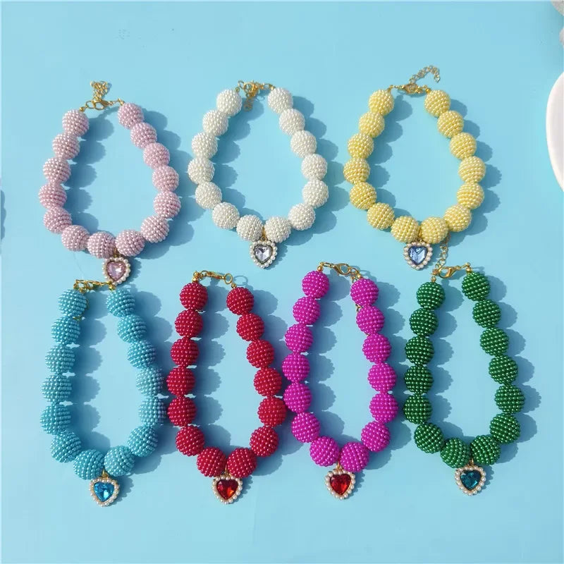 Hot Sale High-end Colorful Personalized Pearl Pet Collar Adjustable Neck Necklace for Puppy Cats Dogs Wedding Party Pet Supplies