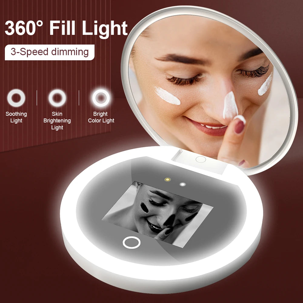 Smart Sunscreen Led Light Portable Makeup Mirror Uv Camera Visual Face Sunscreen Makeup Mirror