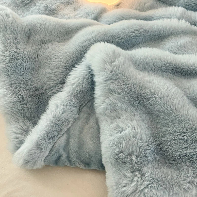 Luxury Faux Fur Rabbit Fur Thickened Blanket, Winter Soft Blanket Throw for Home Bed Sofa Cover 100X150cm 150X200cm 200X230cm
