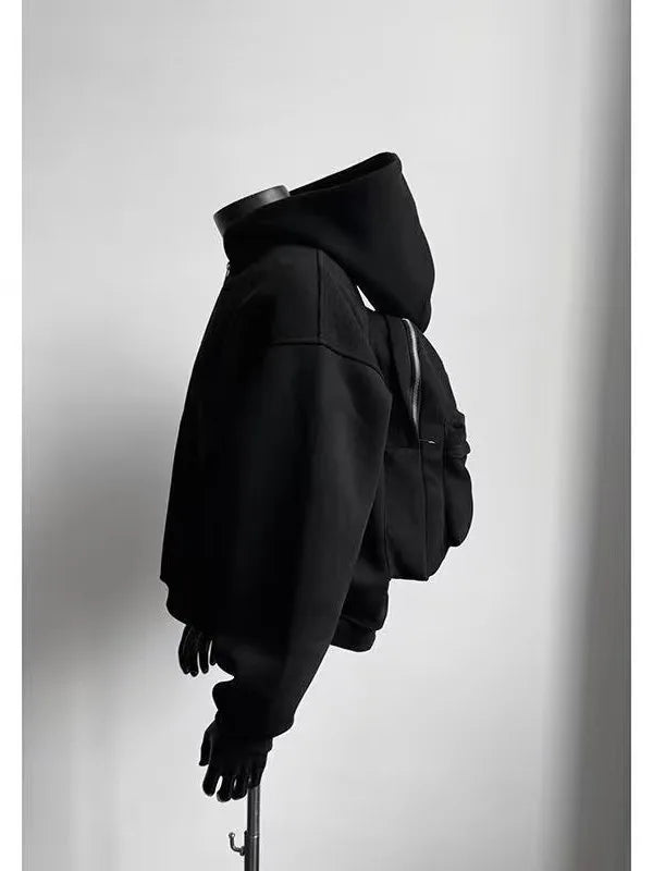 Viral Must Have Backpack Hoodie high street fashion three-dimensional backpack men clothing Y2K trend hoodie oversized casual sportswear
