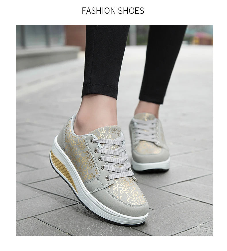 Women Leather Casual Sneakers Fashion Comfortable Platform Walking Shoes Wedge Moccasins Breathable Loafers Zapatos De Mujer