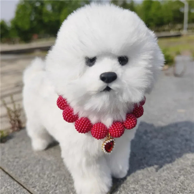 Hot Sale High-end Colorful Personalized Pearl Pet Collar Adjustable Neck Necklace for Puppy Cats Dogs Wedding Party Pet Supplies