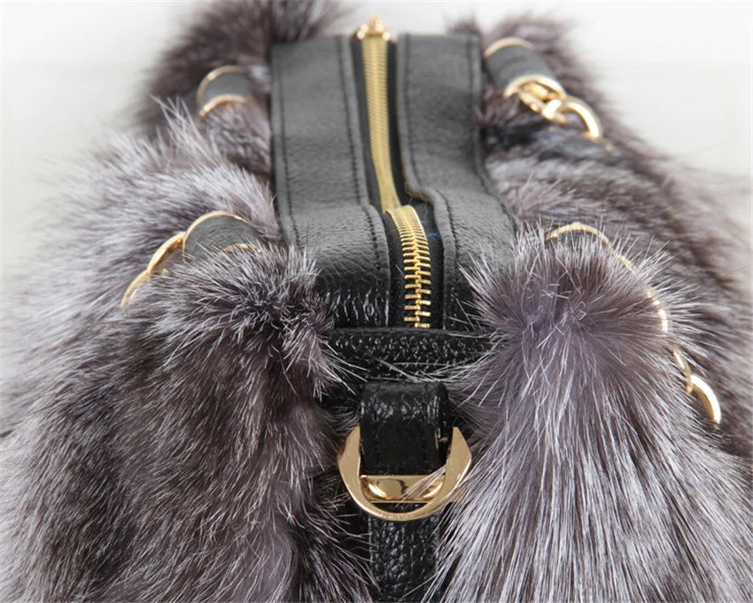 2026 Luxury Real Fox Fur Bag Winter Women Handbag Designer Luxury Bag Evening Party Bags Leather High Quality Shoulder Bag Natural Fur Bag