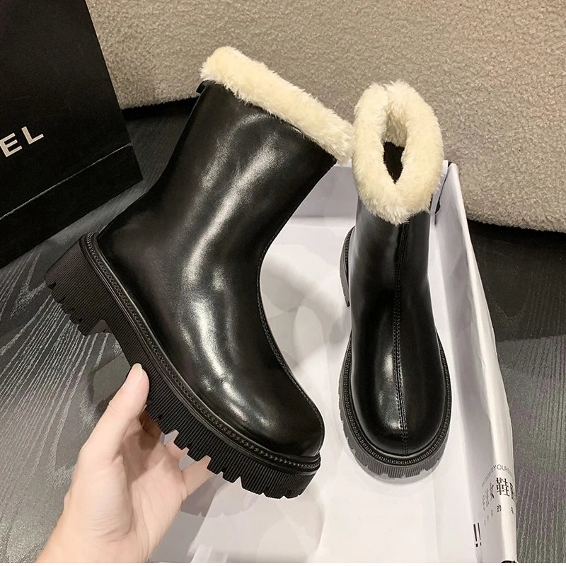 Winter Women Warm Plush Ankle Boots - Comfort Non-Slip Big Size Cotton Short Boots