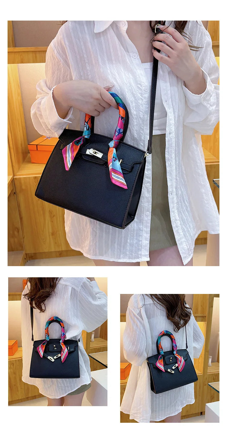 Kelly Bag Fashion Women Bag Large Capacity Shoulder Bag Unique Design Versatile Lock Handheld Crossbody Purse