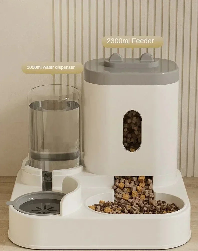 Automatic Pet Feeder with Water Fountain - Large Dispenser for Cats Dogs Puppy Kitten