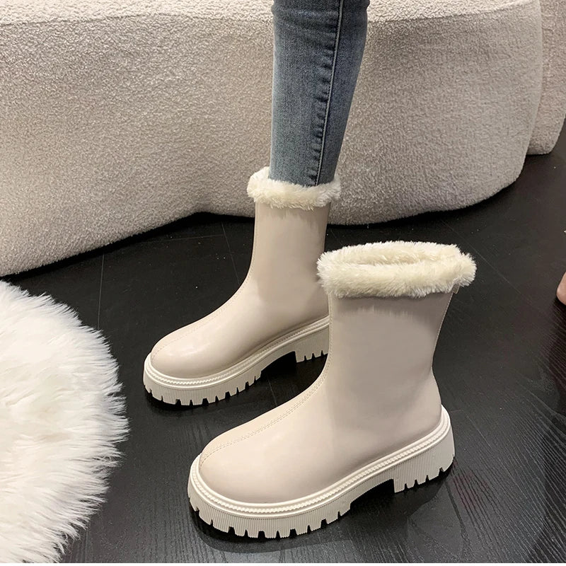 Winter Women Warm Plush Ankle Boots - Comfort Non-Slip Big Size Cotton Short Boots