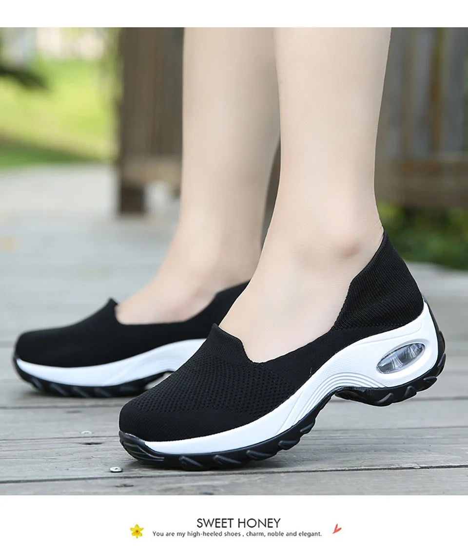 Shoes for Women Casual 2025 Anti Slip Outdoor Thick Sole Sloping Heel Breathable Casual Comfortable Sports Shoes Walking Shoes