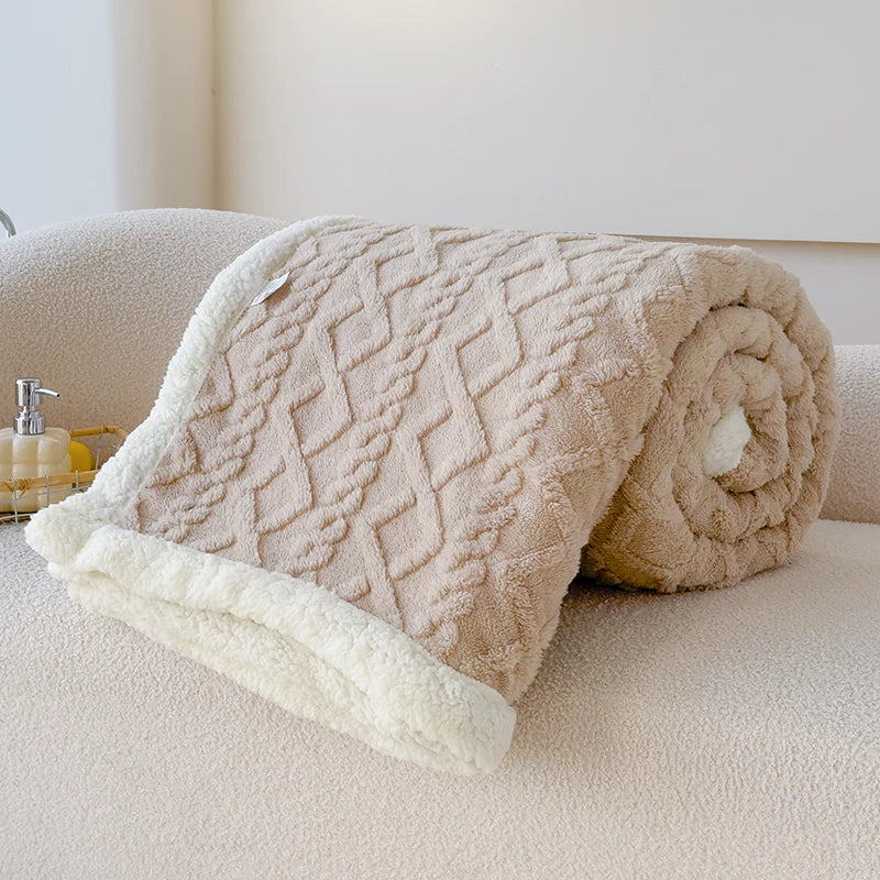 Double Thickened Throw Blanket Pile Tapestry Winter Warm Bed Cover Sofa Blanket Multifuntional Blanket Super Soft Cozy Blankets