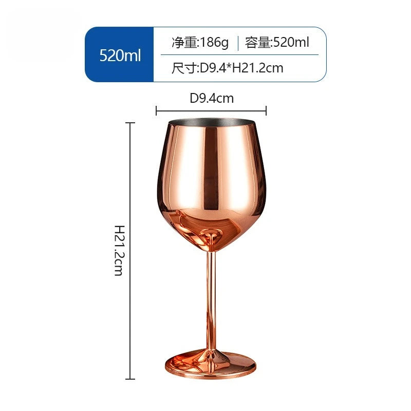 500ml Stainless Steel Wine Glasses Goblet Red Wine Cocktail Glass Unbreakable Metal Tall Champagne Glass Bar KTV European Style Goblet Glass