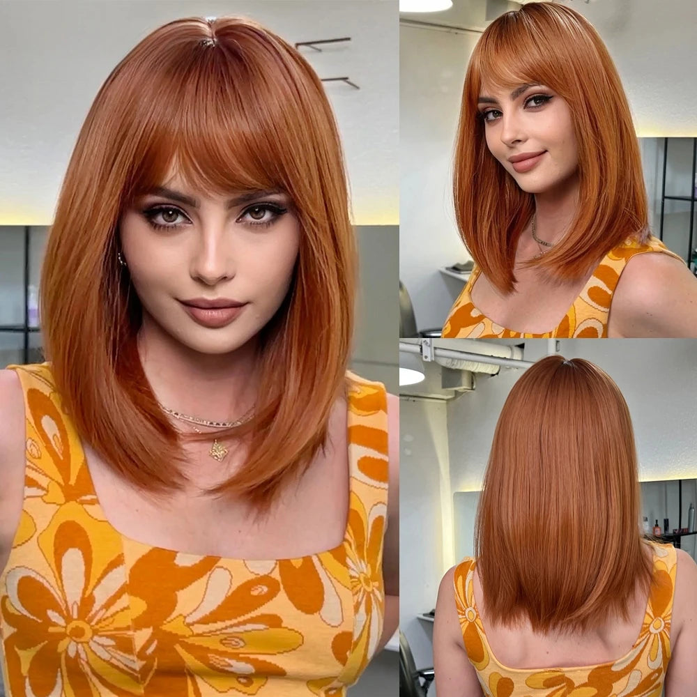 ALAN EATON Long Blonde Wigs for Women Synthetic Hair Wig with Fringe Ombre Color with Dark Roots Layered Wigs Heat Resistant