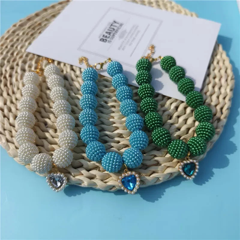 Hot Sale High-end Colorful Personalized Pearl Pet Collar Adjustable Neck Necklace for Puppy Cats Dogs Wedding Party Pet Supplies
