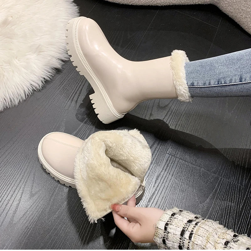 Winter Women Warm Plush Ankle Boots - Comfort Non-Slip Big Size Cotton Short Boots