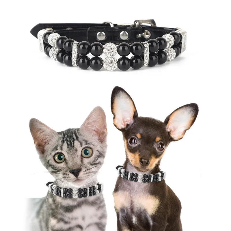 Pet Leash Collar Jewelry Pearl Cat Necklace Small and Medium-sized Dog Harnesses Supplies Wholesale