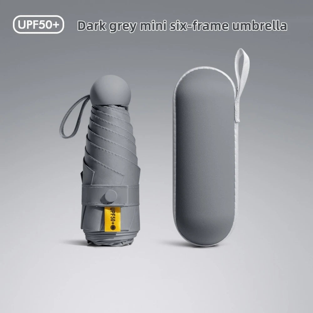 Anti-Uv Mini Umbrella For Sunny And Rainy Days, Portable With Uv Coating And 6 Reinforced Ribs
