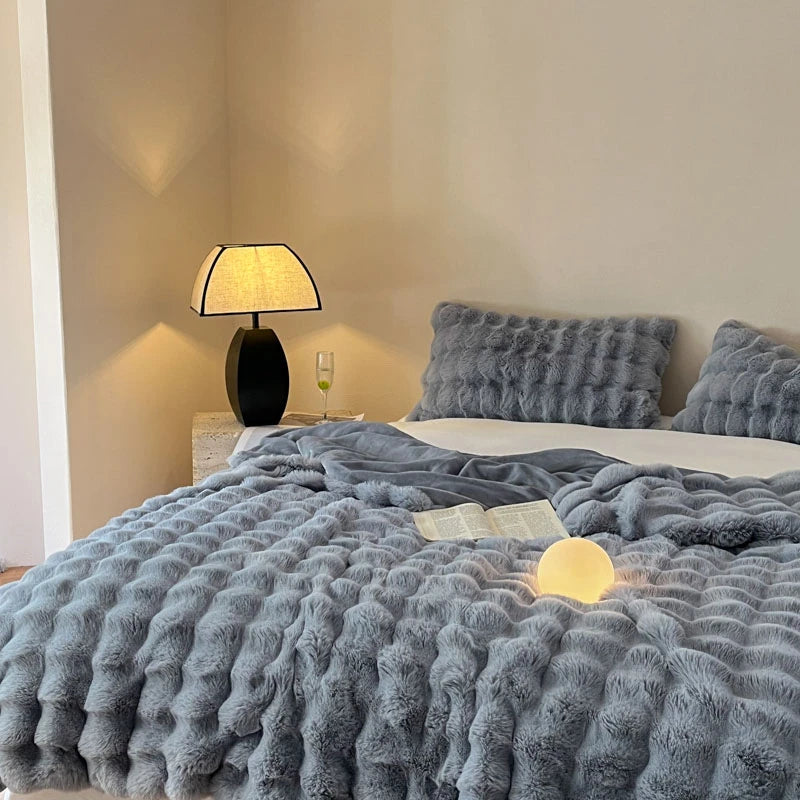 Luxury Faux Fur Rabbit Fur Thickened Blanket, Winter Soft Blanket Throw for Home Bed Sofa Cover 100X150cm 150X200cm 200X230cm