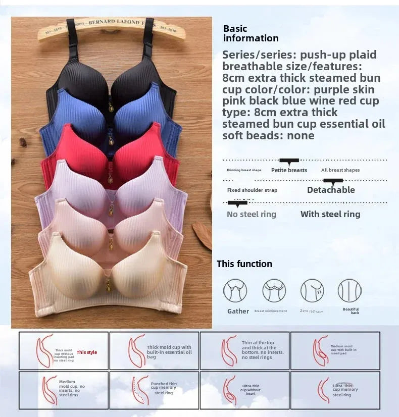 Wireless Push Up Bra 8cm Padded Bralette for Women Plus Size No Underwire Thickened Soft Cup Adjustable Straps Comfort Lingerie