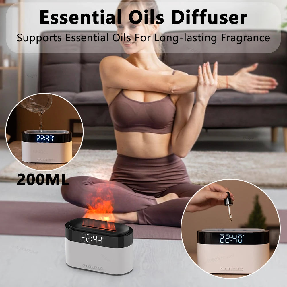 Aroma Air Humidifier Essential Oil Diffuser - Fire Flame Humidifier with Alarm Clock Remote Control