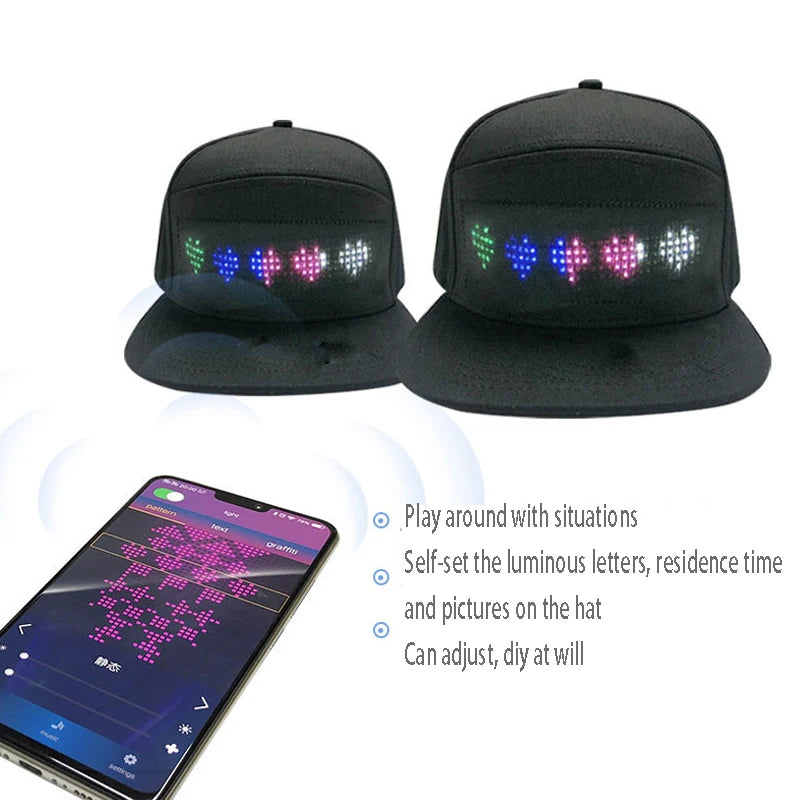 Glowing Advertising Hat Diy Text And Images Neon Rave Grand Event Outdoor Sports Costumes Accessories LED Mobile Bluetooth Hats